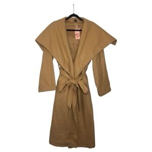 Plus Size Tan Tie Front Coat